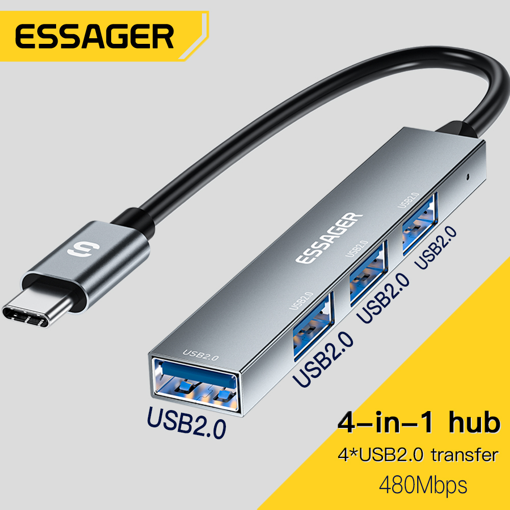 Type C Multiport Adapter - Essager 4 em 1 cabo usb