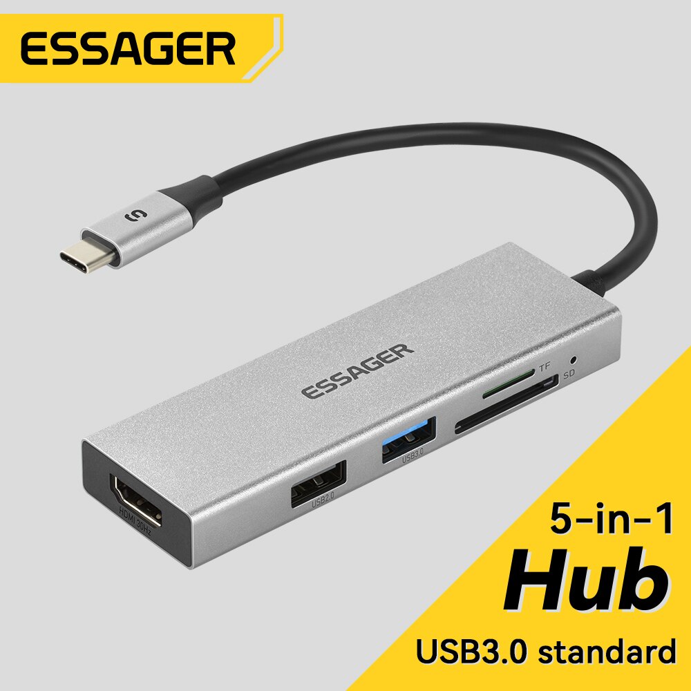 Type C Multiport Adapter - Essager 5 em 1 USB C