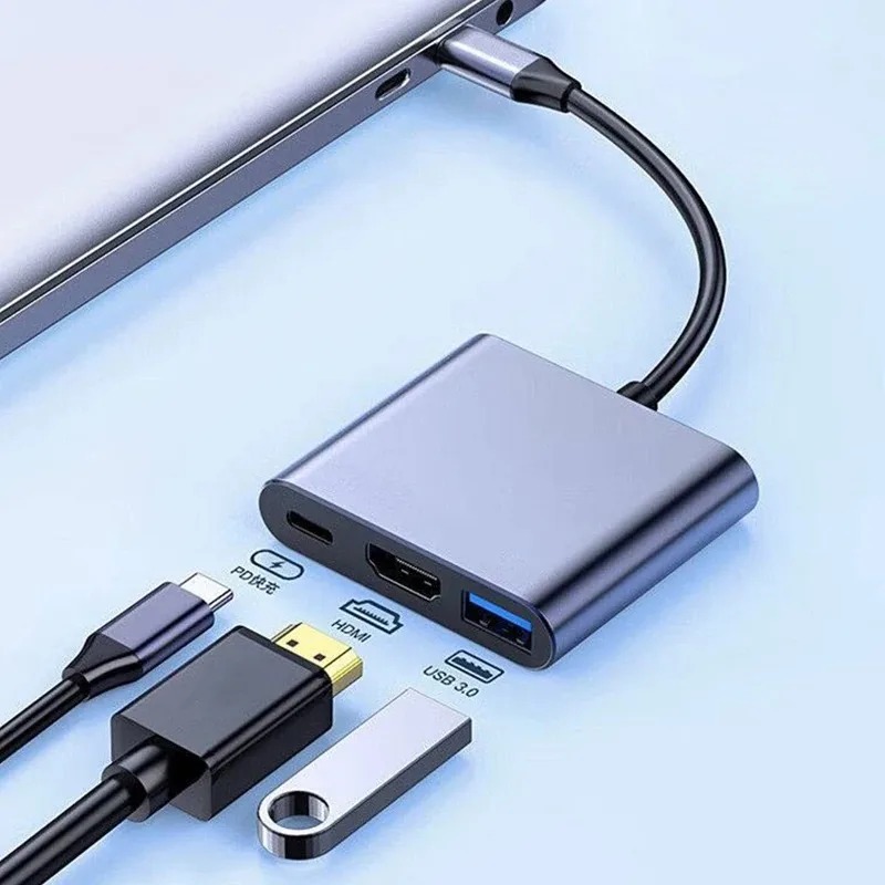 Type C Multiport Adapter - Usb c hub 3 em 1